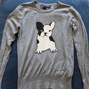 French Connection Long Sleeve French Bulldog Knit Jumper Top MSRP $128 Small*